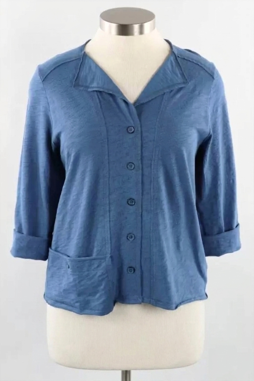 NEW HABITAT women's rolled edge cardigan in twilight (blue)